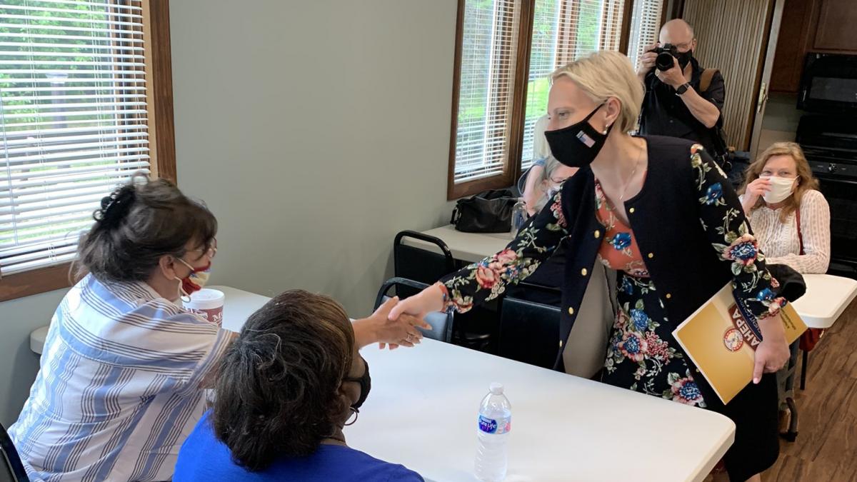 Rep. Spartz speaks with residents at the independent living facility in Indianapolis. 