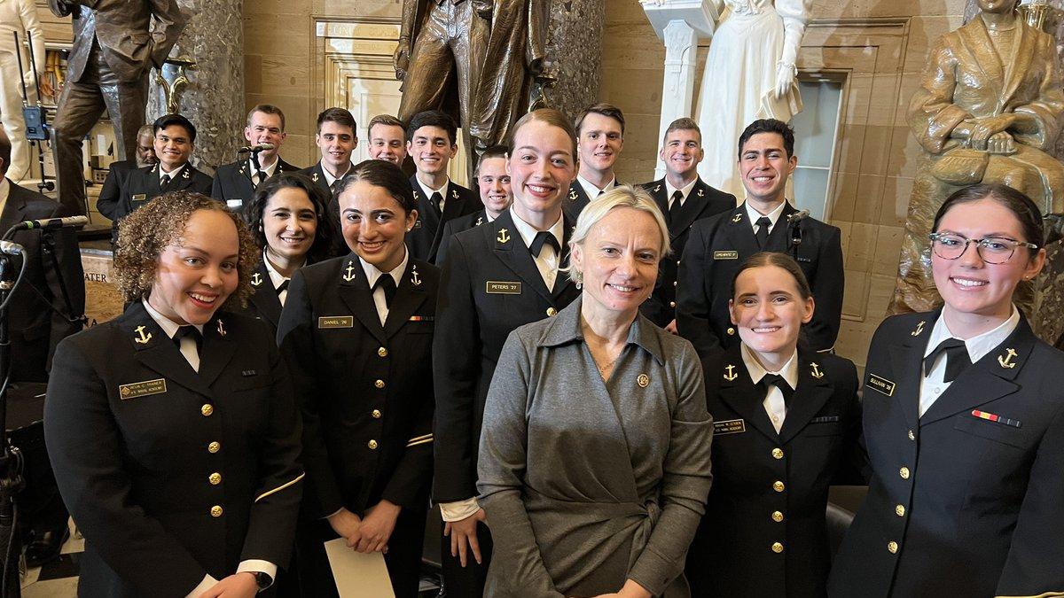 Spartz with Naval Academy Midshipmen