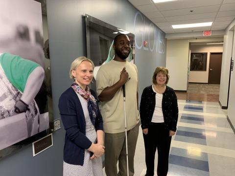 Rep. Spartz, Ray Montgomery, and State Senator Linda Rogers pose for a picture at Bosma Enterprises 
