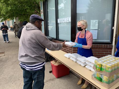 Rep. Spartz helps serve meals to the homeless at The Christian Center in Anderson
